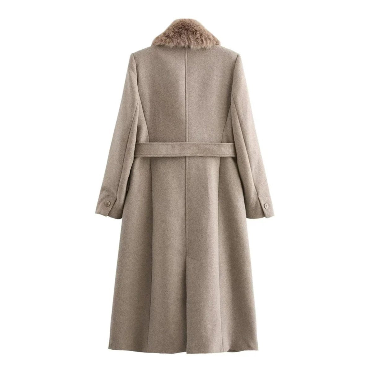 Arcelia | Wool Wrap Coat Shearling Collar
