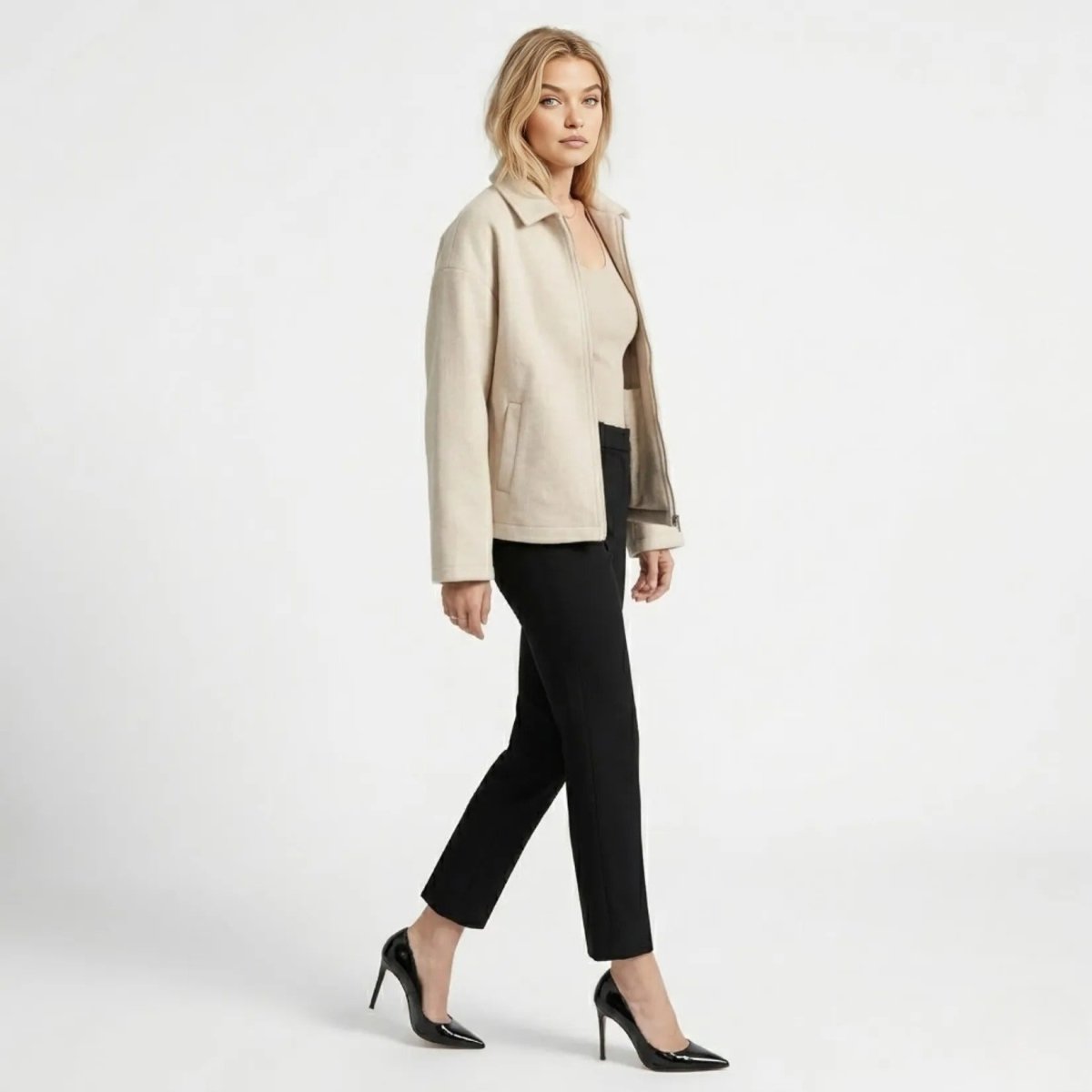Adrienne | Wool Blend Zip-Up Jacket