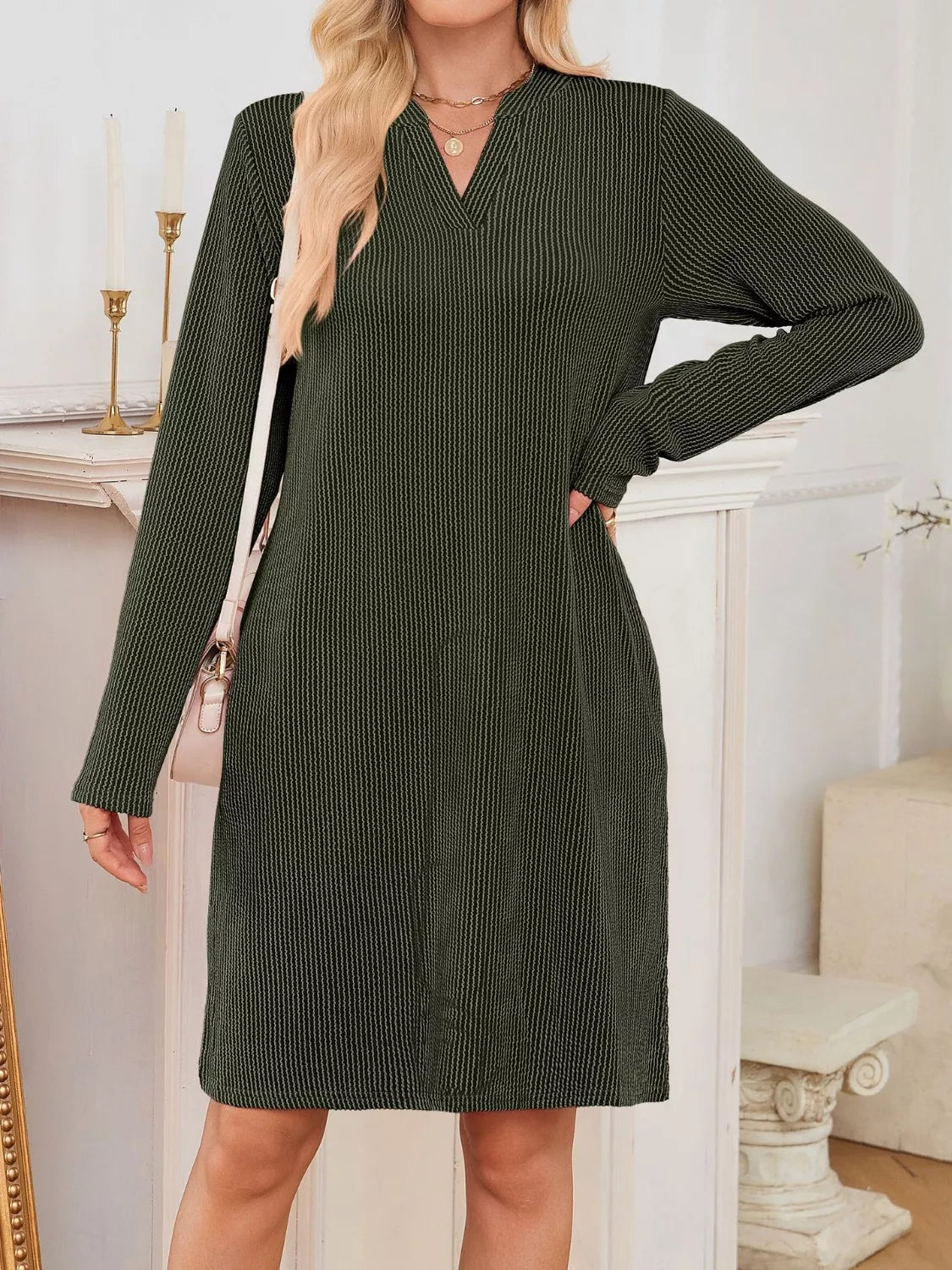 Maribel | Ribbed Knit Long Sleeve Dress