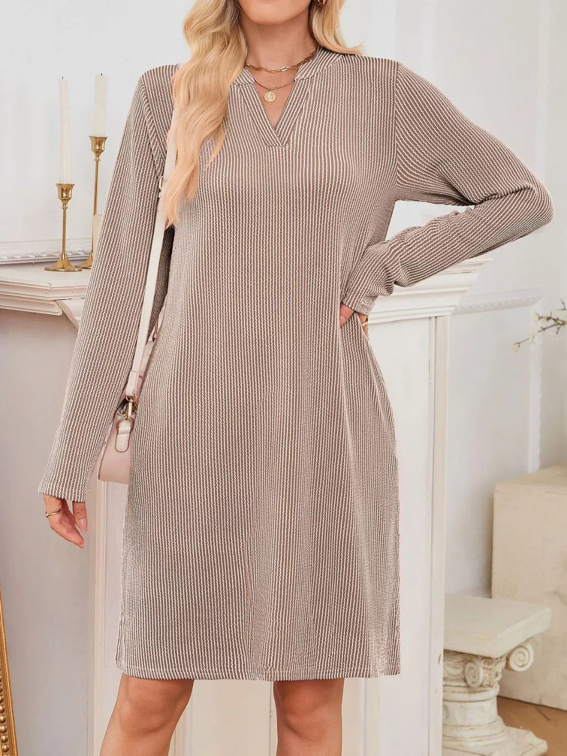 Maribel | Ribbed Knit Long Sleeve Dress