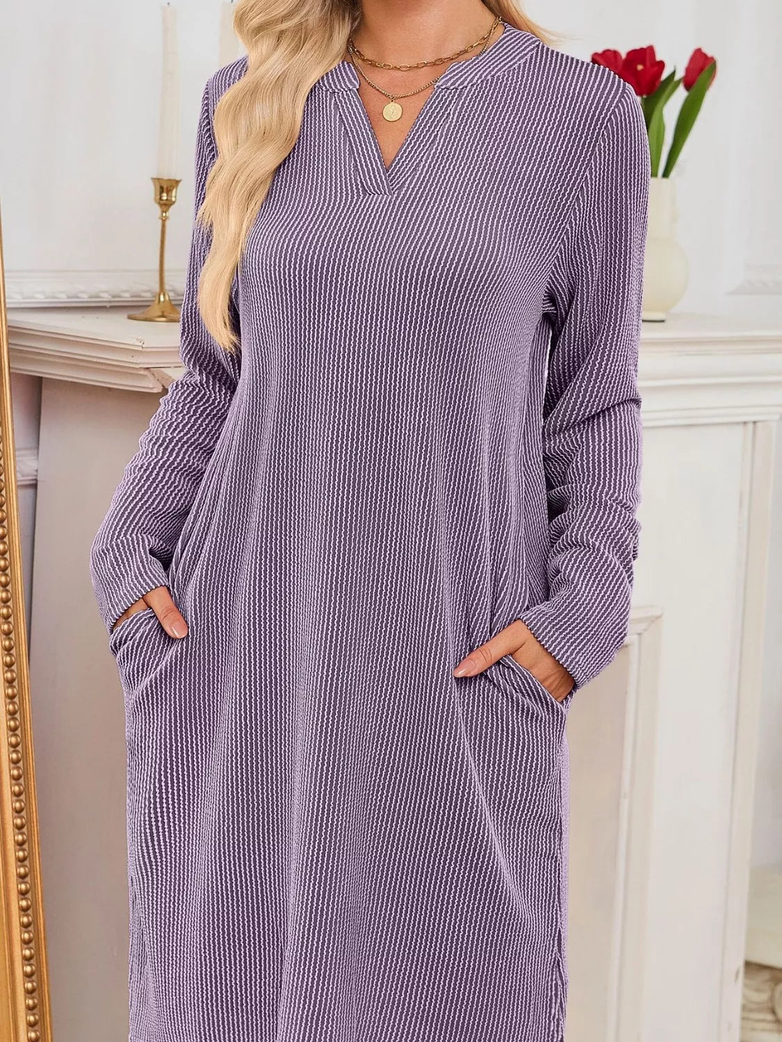 Maribel | Ribbed Knit Long Sleeve Dress