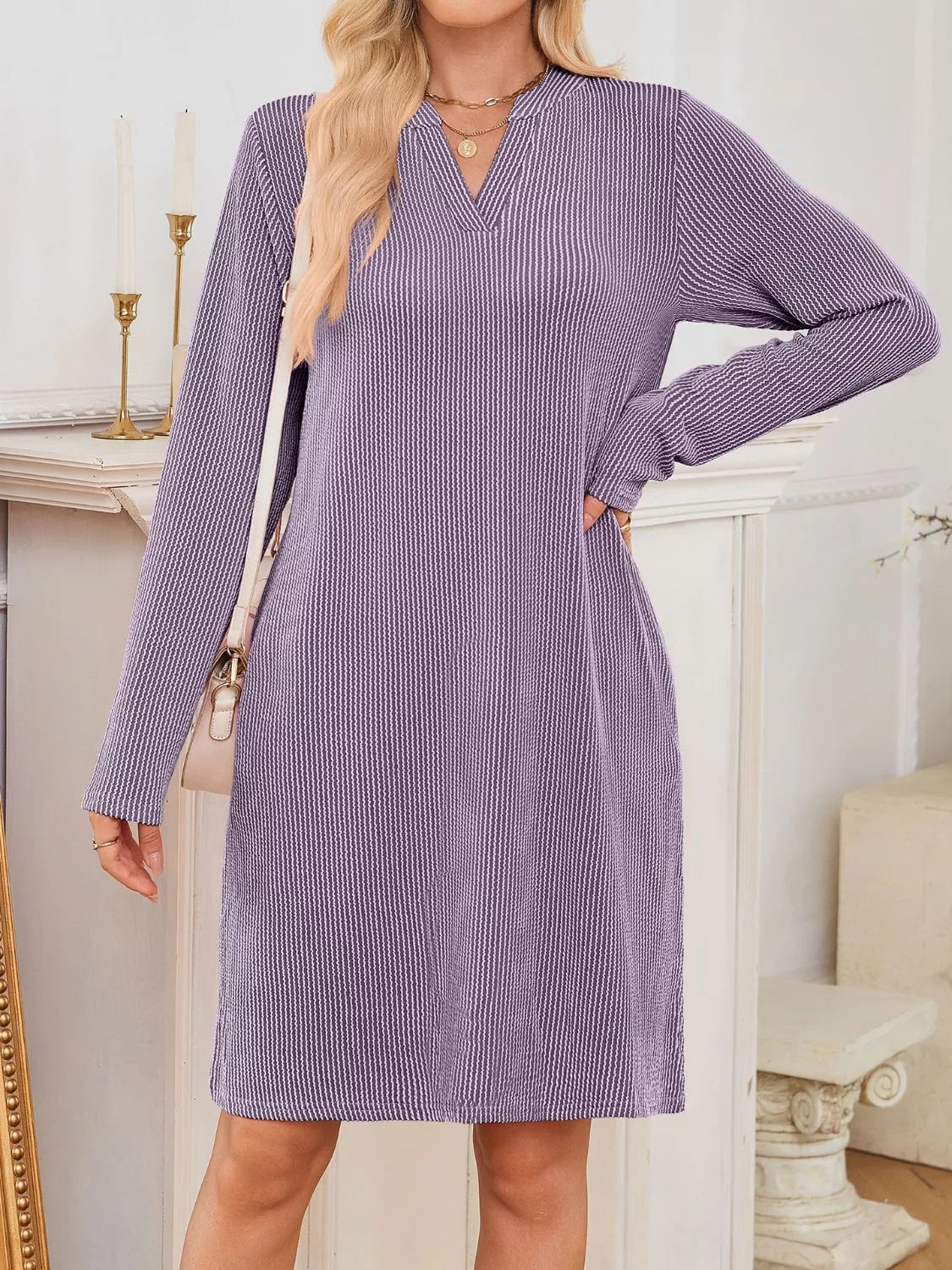 Maribel | Ribbed Knit Long Sleeve Dress