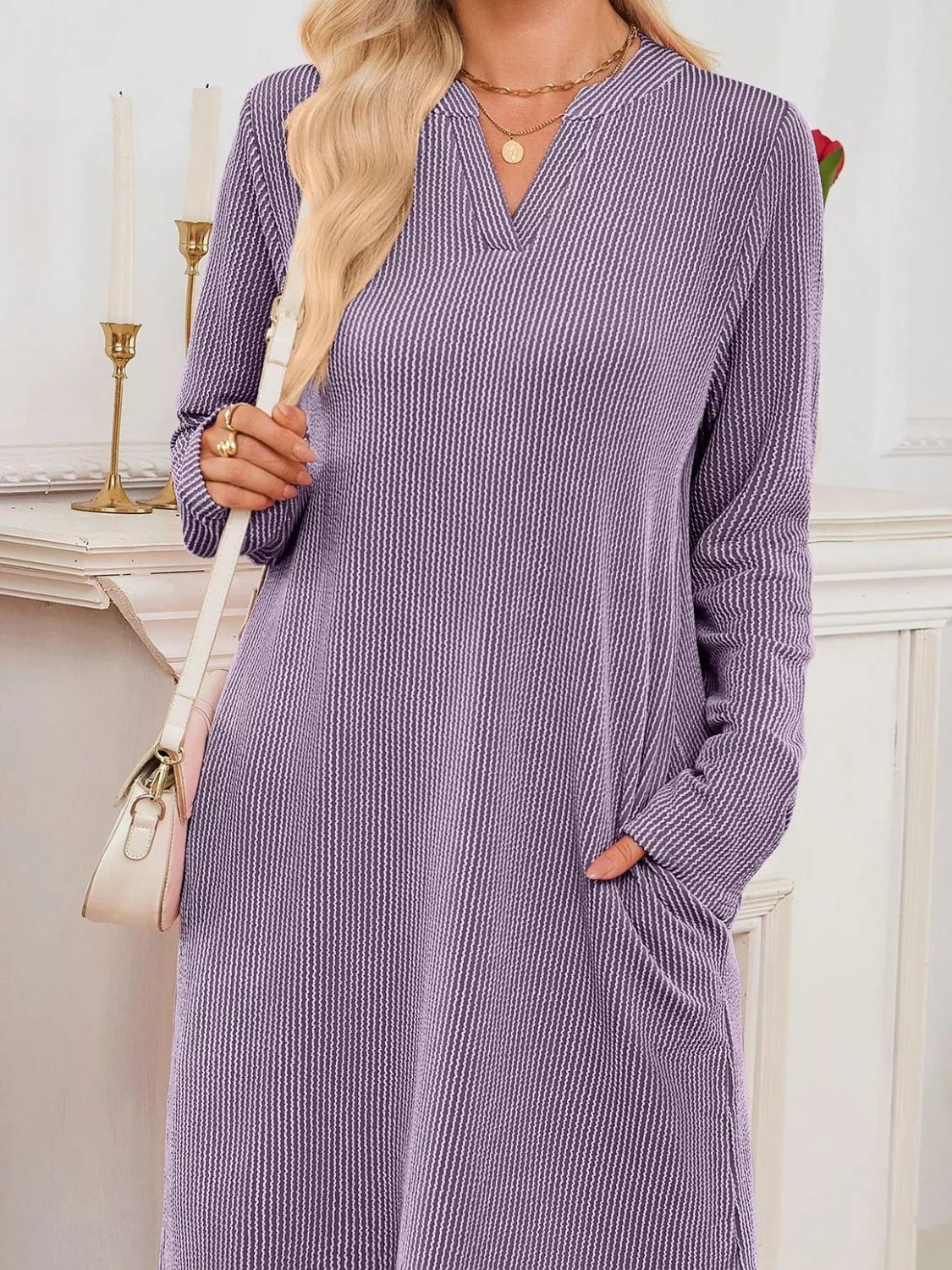 Maribel | Ribbed Knit Long Sleeve Dress