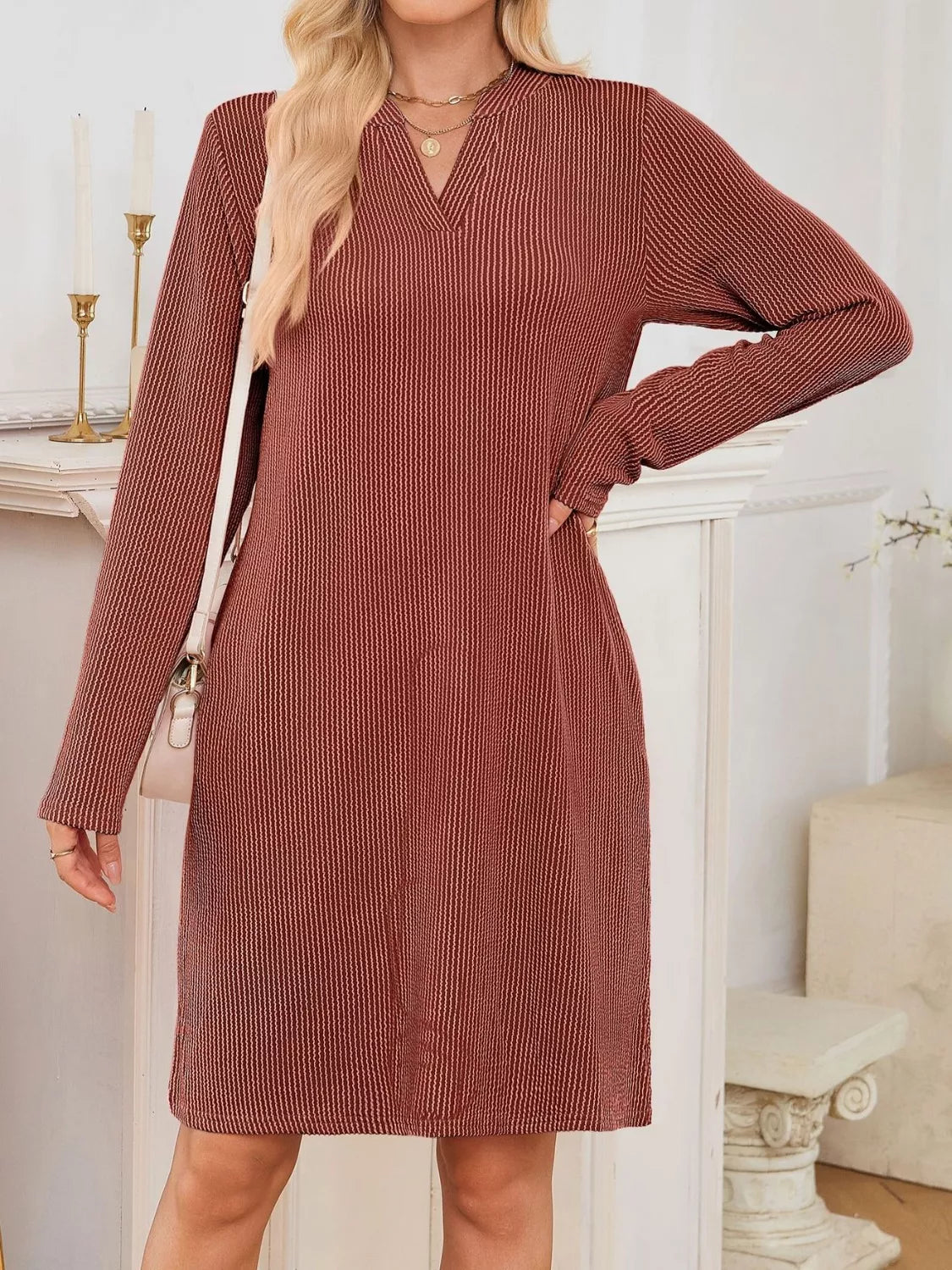 Maribel | Ribbed Knit Long Sleeve Dress