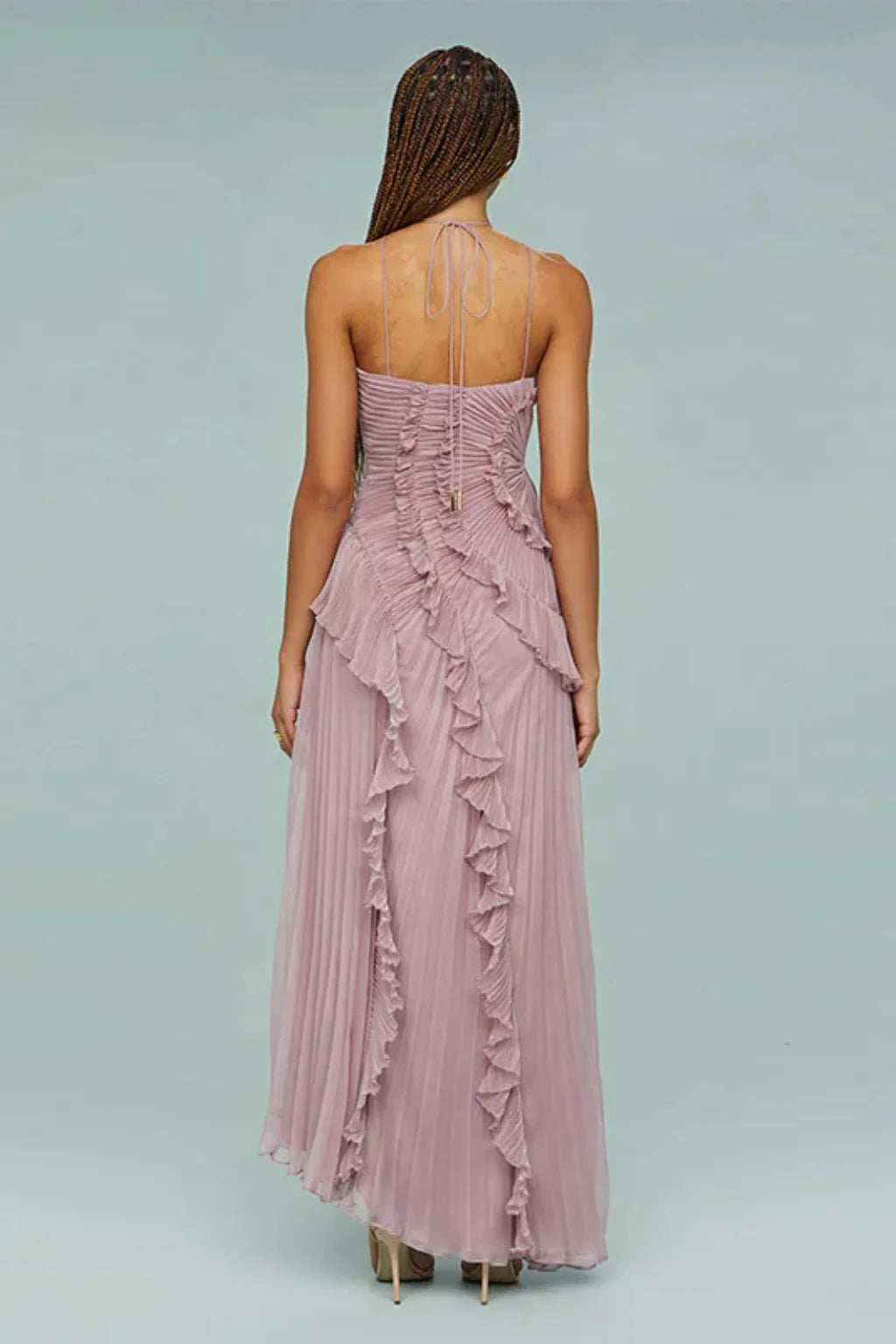 Fleur | Ruffle Hi-Low Halter Neck Maxi Dress