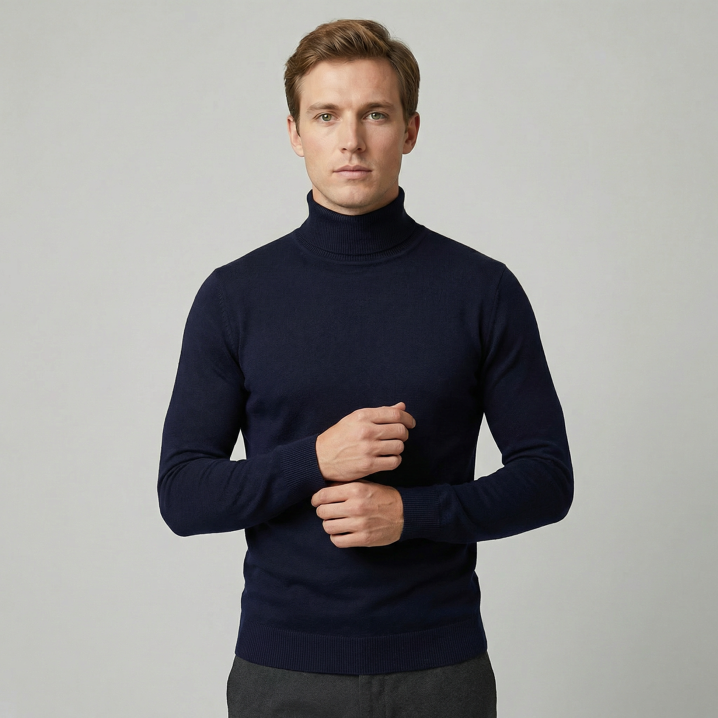 Orvello | Turtleneck Knit Sweater Structured Fit