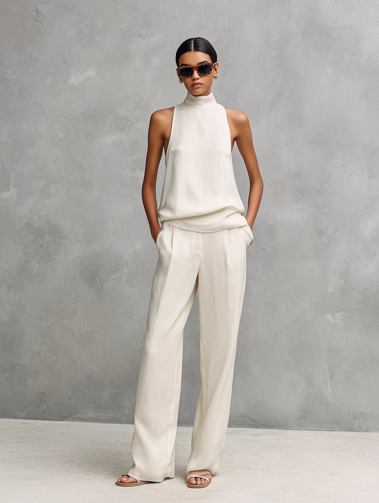 Lorraine | Women's Linen Top and Trousers Set