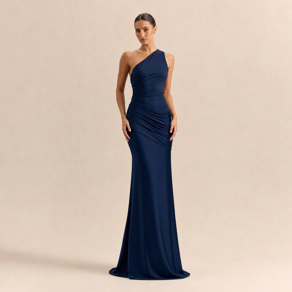 Ines | Women's One Shoulder Satin Maxi Dress