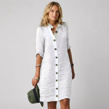 Cleo | Linen Button-Front Shirt Dress