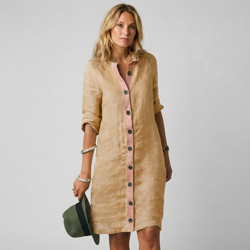 Cleo | Linen Button-Front Shirt Dress