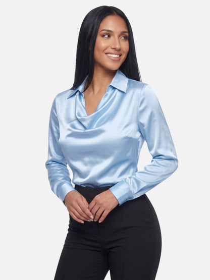 Segolene | Pleated Neck Satin Blouse