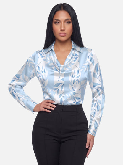 Segolene | Pleated Neck Satin Blouse