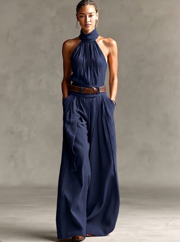 Adele | Women's Halter Neck Wide Leg Jumpsuit