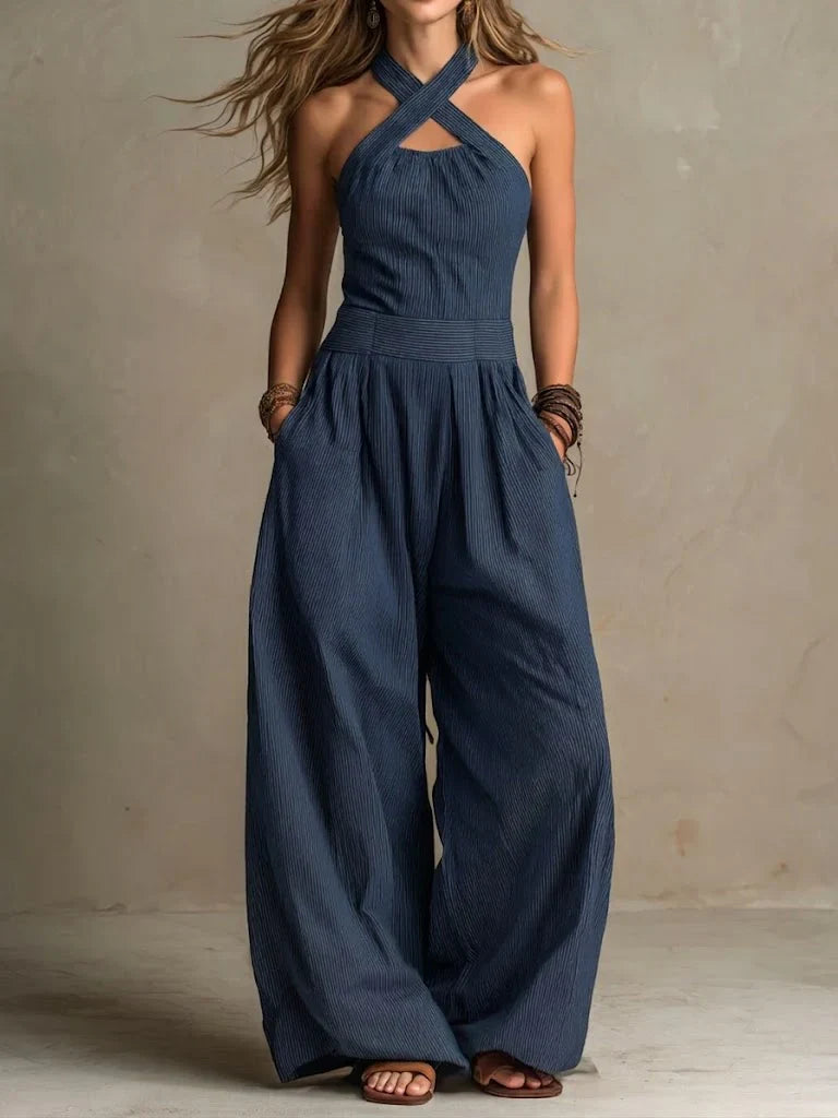 Fabienne | Women's Linen Wide Leg Jumpsuit