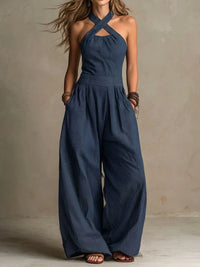 Fabienne | Women's Linen Wide Leg Jumpsuit