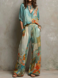 Marcelline | Floral Wide-Leg Two-Piece Set