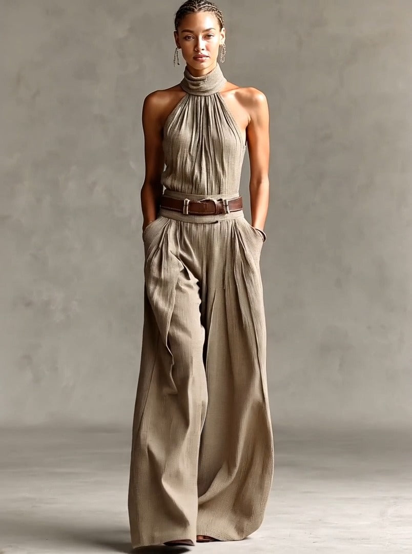 Adele | Women's Halter Neck Wide Leg Jumpsuit