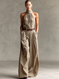 Adele | Women's Halter Neck Wide Leg Jumpsuit