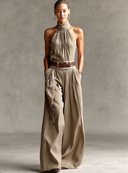 Adele | Women's Halter Neck Wide Leg Jumpsuit