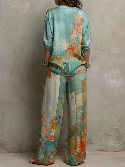 Marcelline | Floral Wide-Leg Two-Piece Set