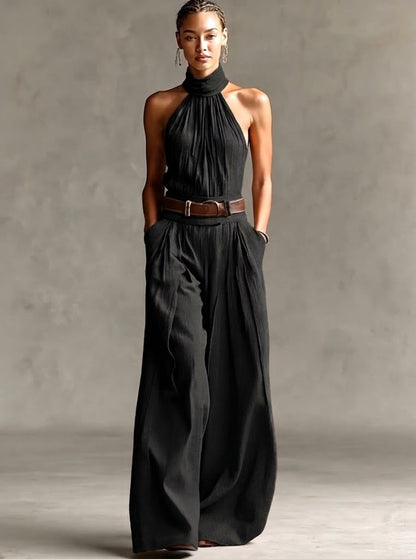 Adele | Women's Halter Neck Wide Leg Jumpsuit