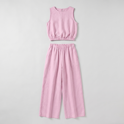 Paulette | Crop Top Wide-Leg Side Slit Set