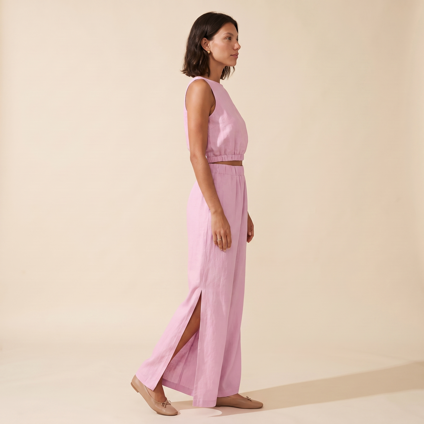 Paulette | Crop Top Wide-Leg Side Slit Set