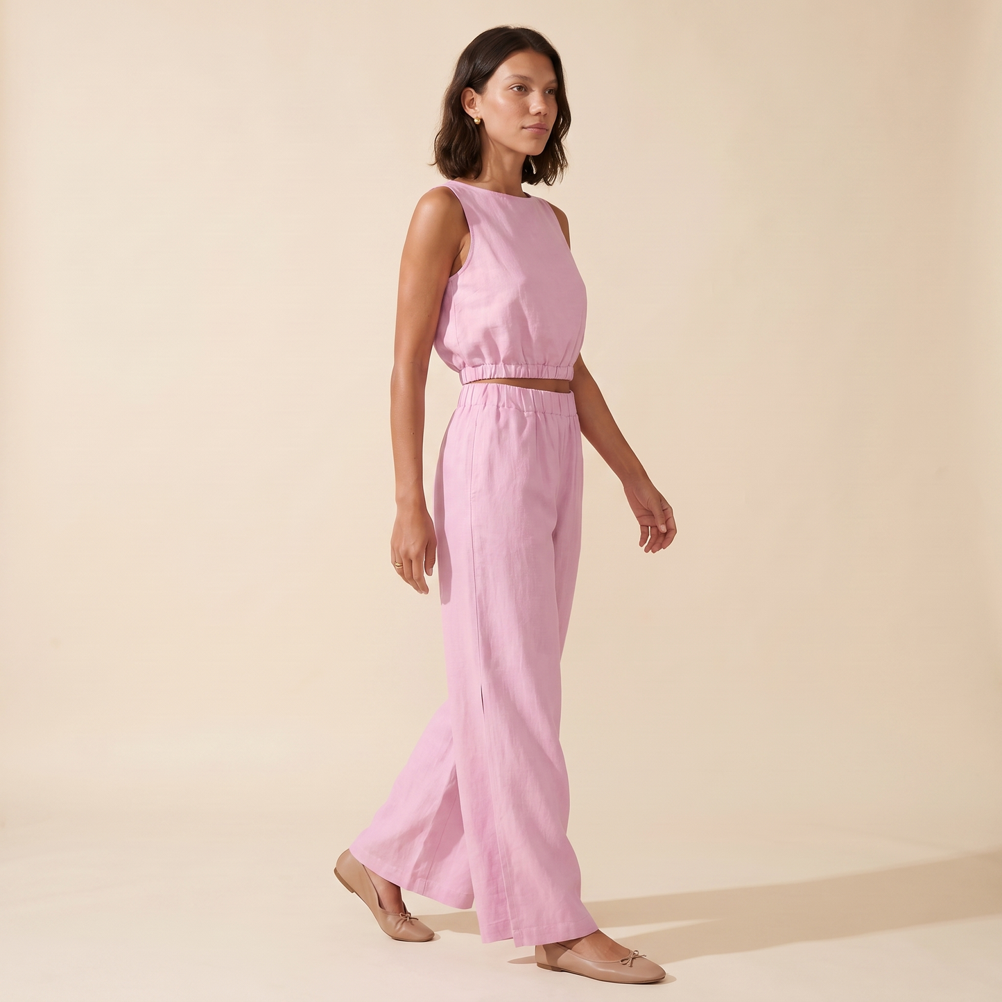 Paulette | Crop Top Wide-Leg Side Slit Set