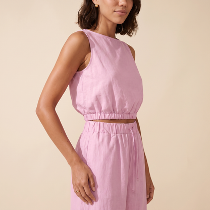 Paulette | Crop Top Wide-Leg Side Slit Set