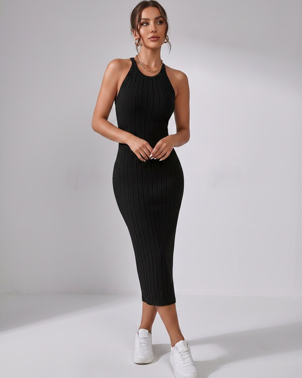 Ludivine | Ribbed Knit Midi Dress