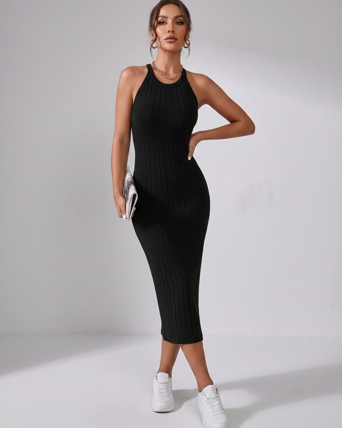 Ludivine | Ribbed Knit Midi Dress