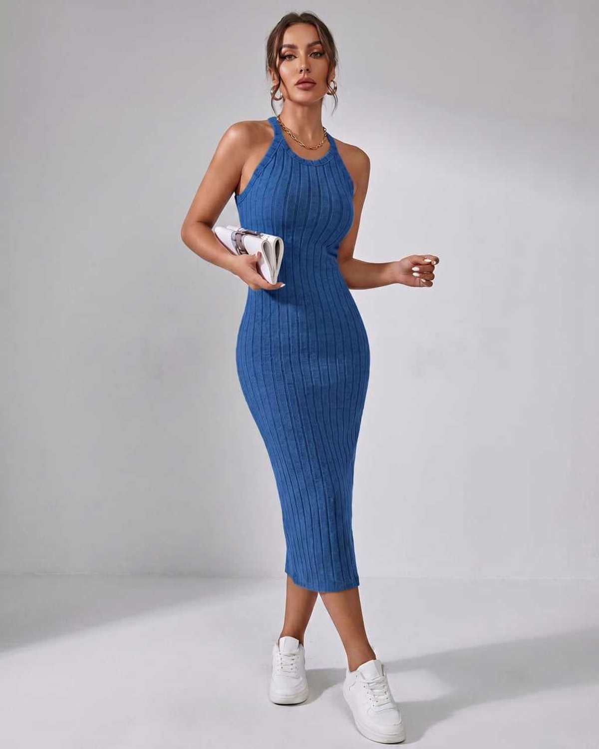 Ludivine | Ribbed Knit Midi Dress