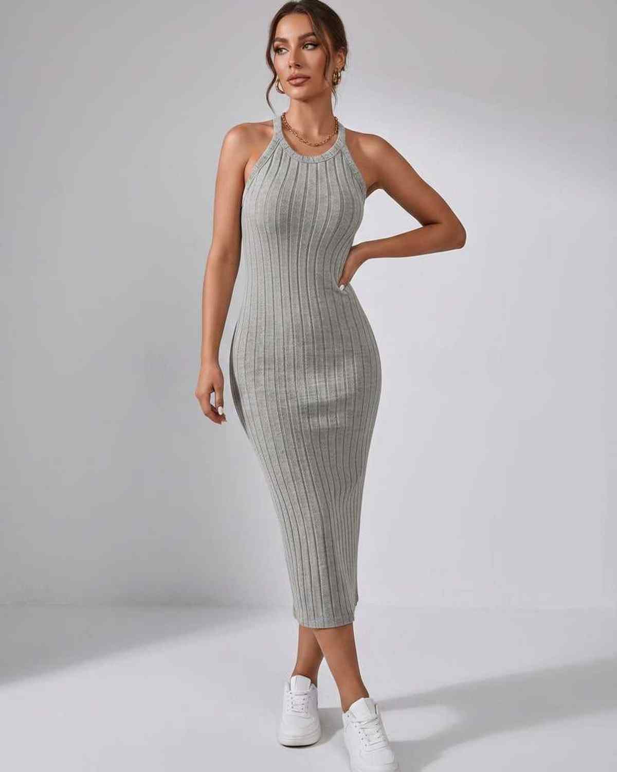 Ludivine | Ribbed Knit Midi Dress