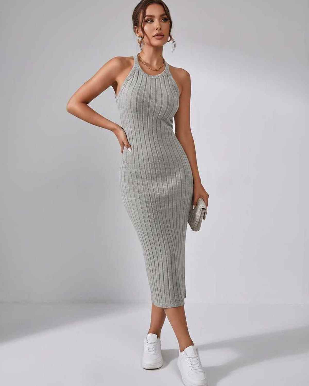 Ludivine | Ribbed Knit Midi Dress
