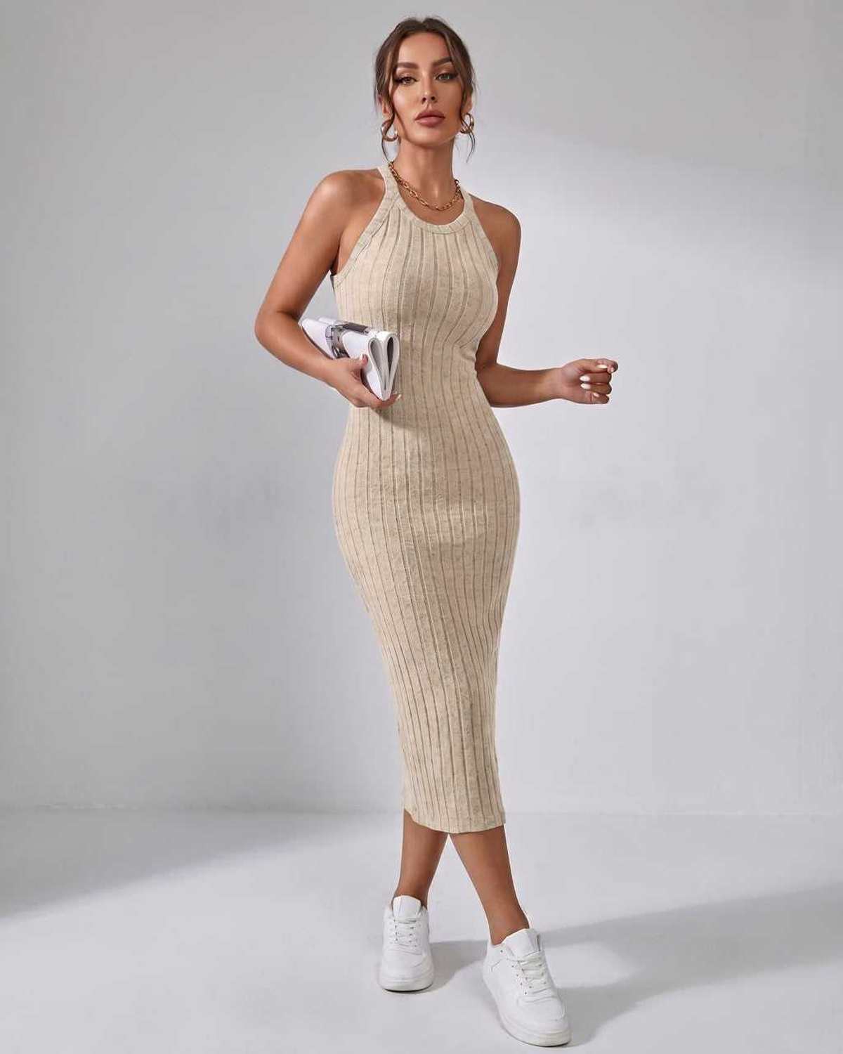 Ludivine | Ribbed Knit Midi Dress