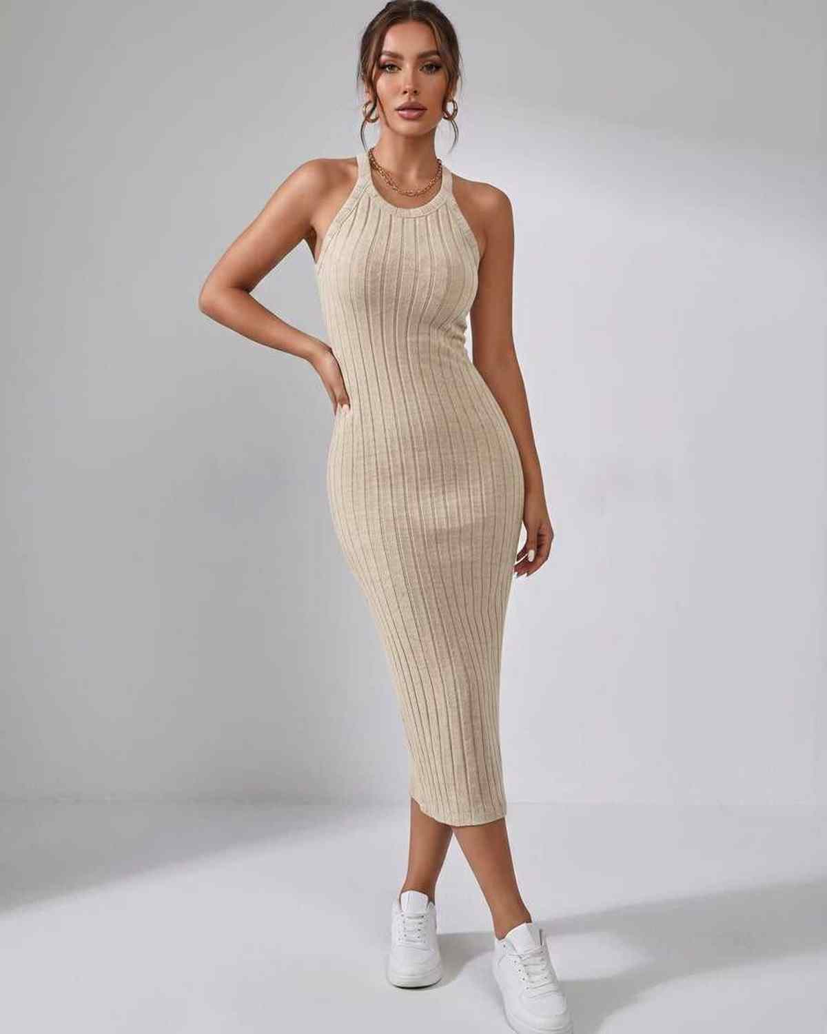 Ludivine | Ribbed Knit Midi Dress
