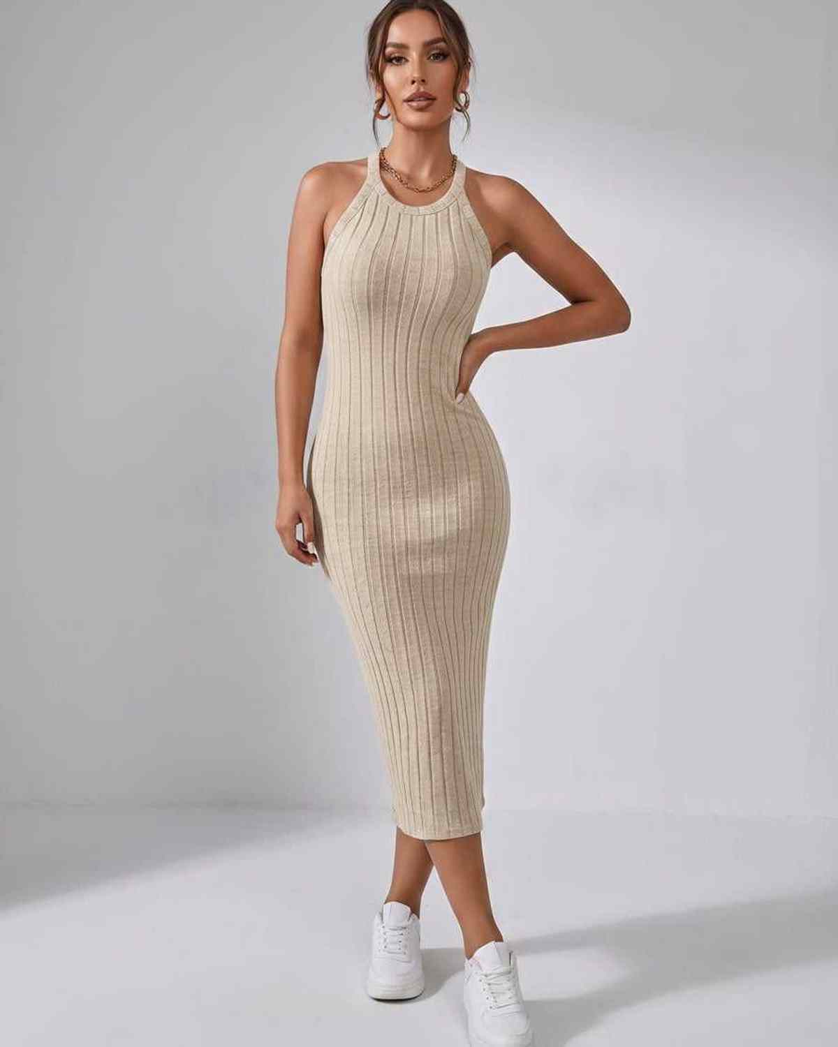 Ludivine | Ribbed Knit Midi Dress