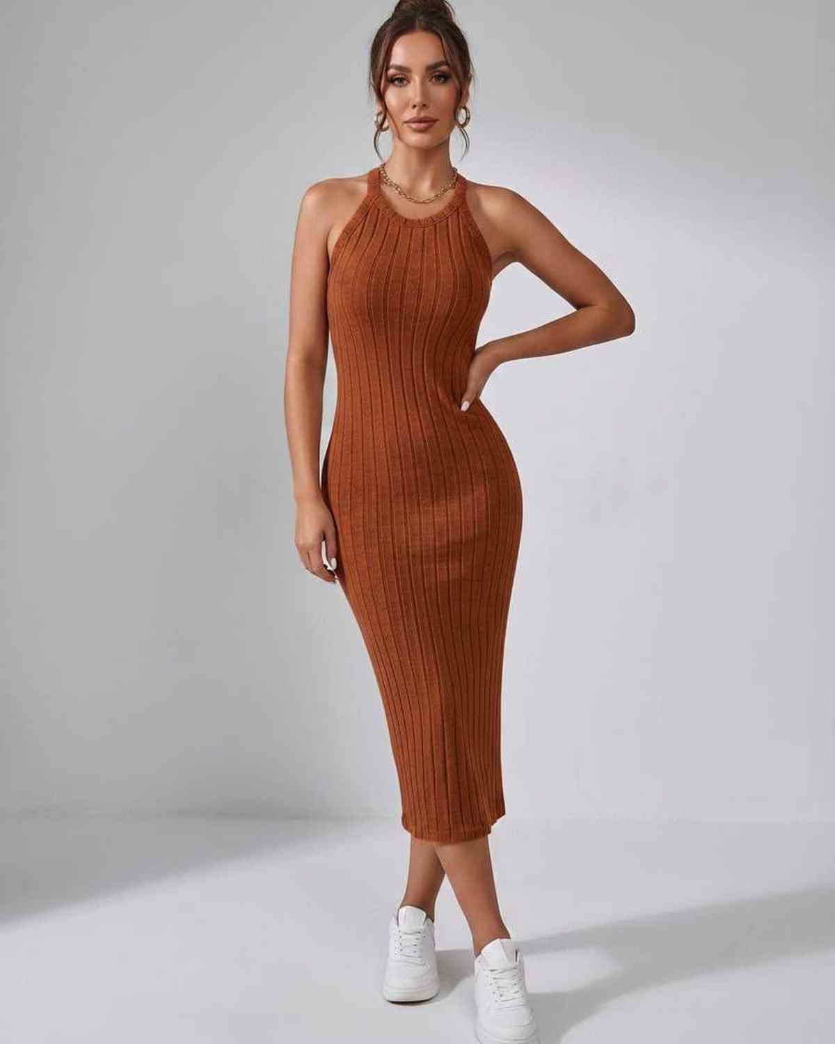 Ludivine | Ribbed Knit Midi Dress