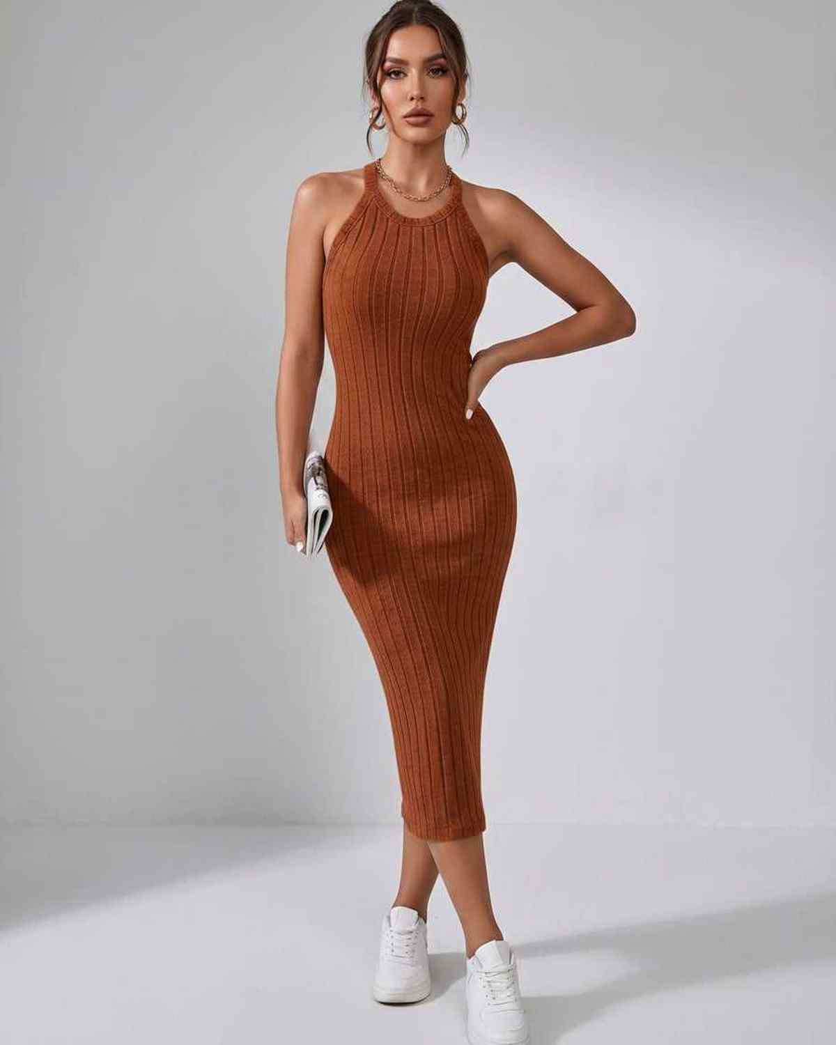 Ludivine | Ribbed Knit Midi Dress