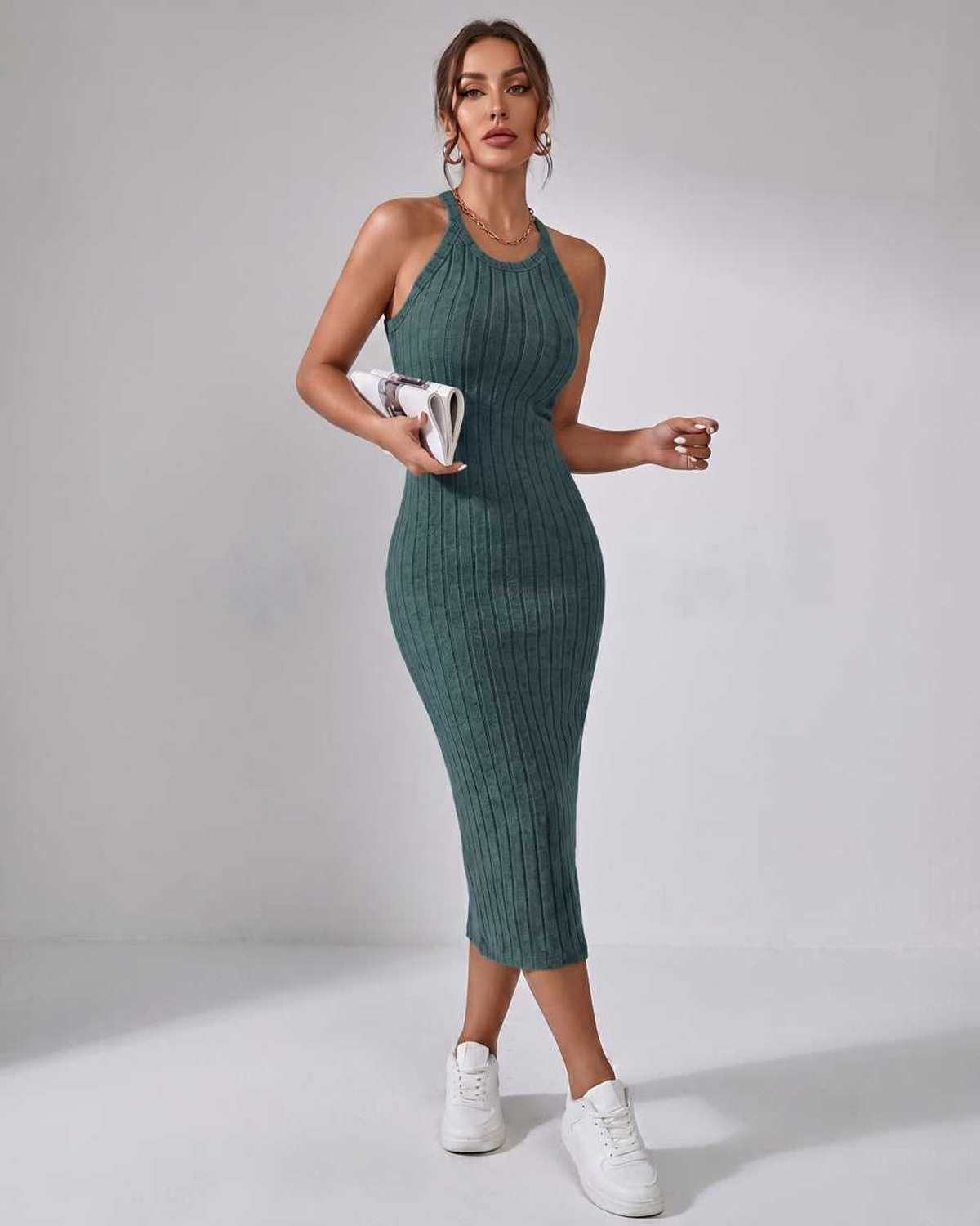 Ludivine | Ribbed Knit Midi Dress