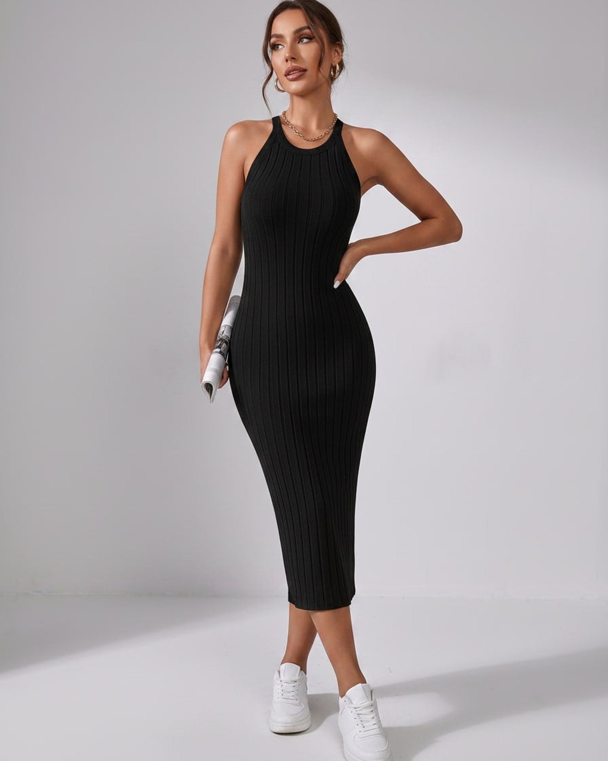Ludivine | Ribbed Knit Midi Dress