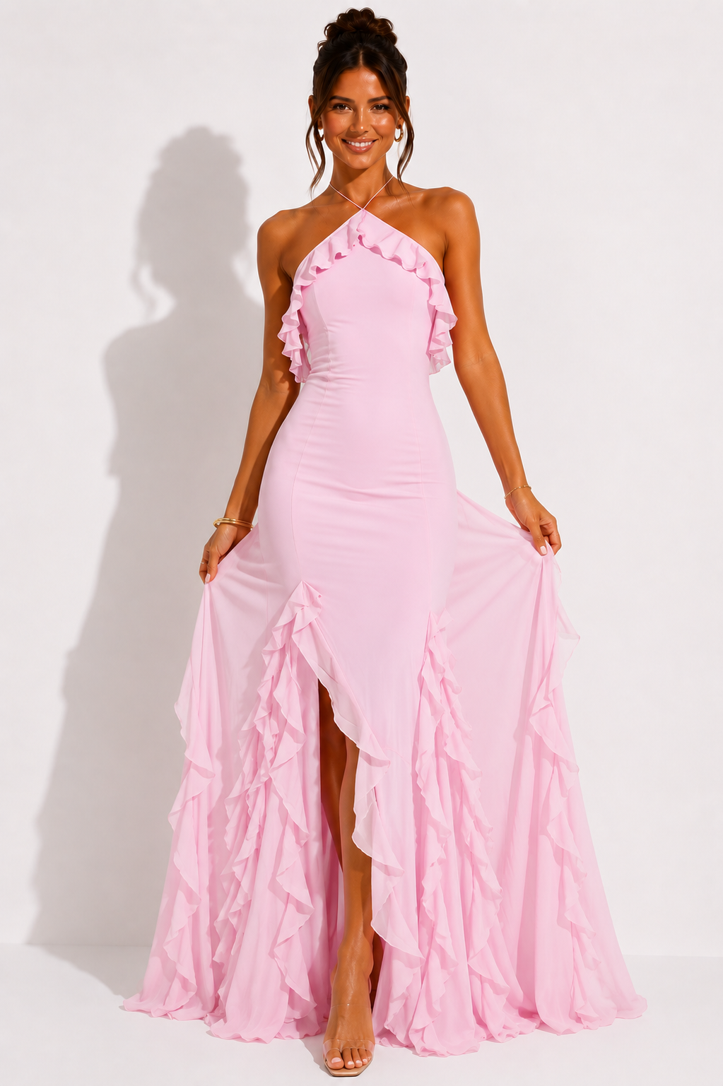 Garance | Women's Halter Ruffle Maxi Dress