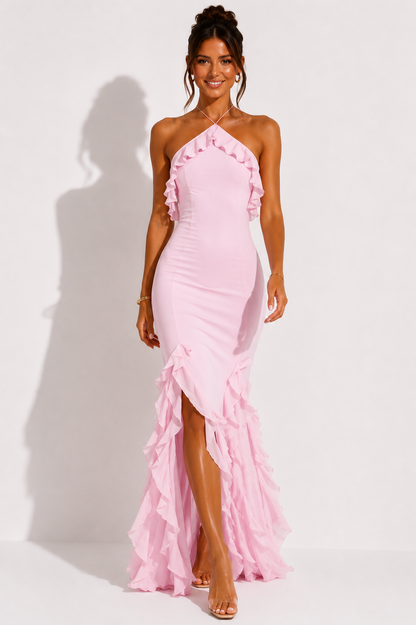 Garance | Women's Halter Ruffle Maxi Dress