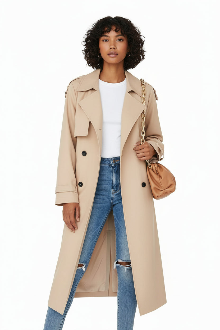Cleo | Double-Breasted Belted Trench Coat
