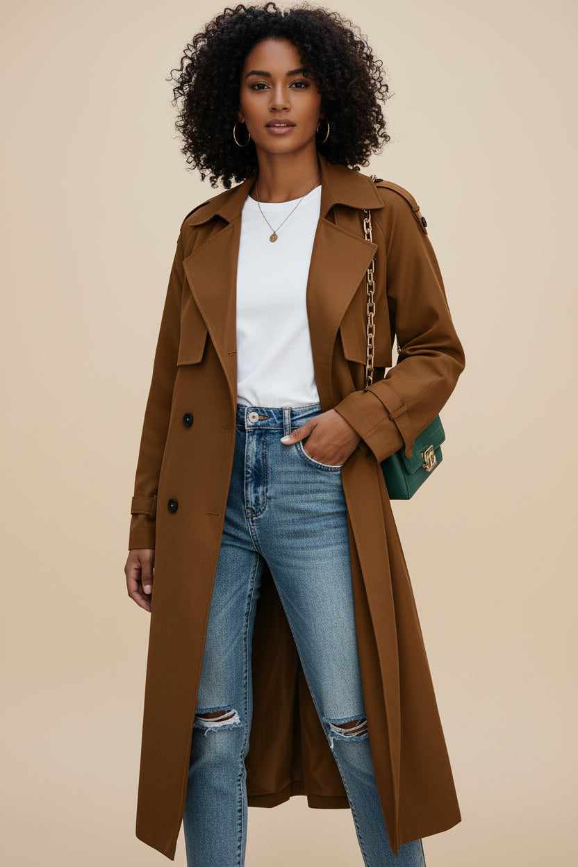 Cleo | Double-Breasted Belted Trench Coat