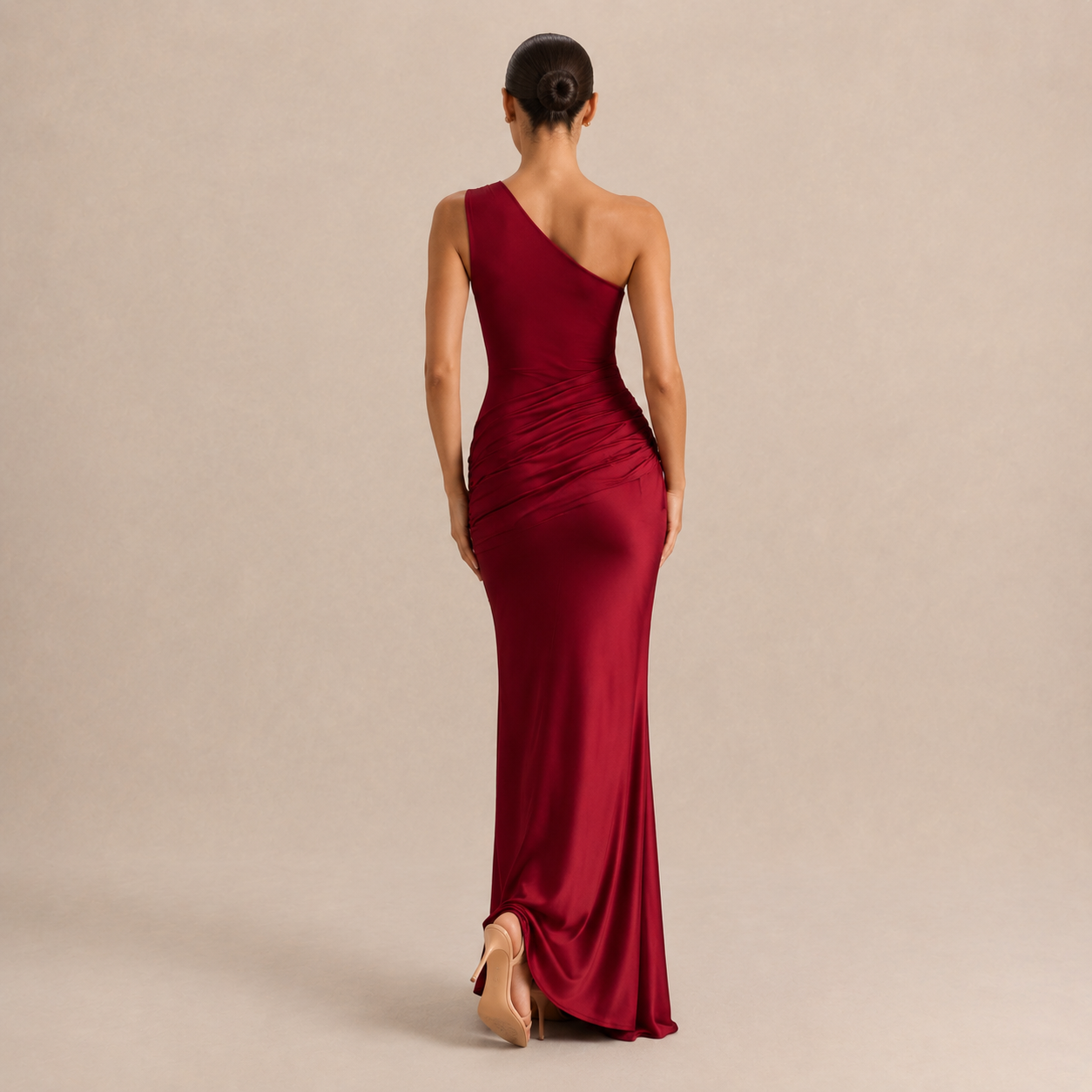 Ines | Women's One Shoulder Satin Maxi Dress