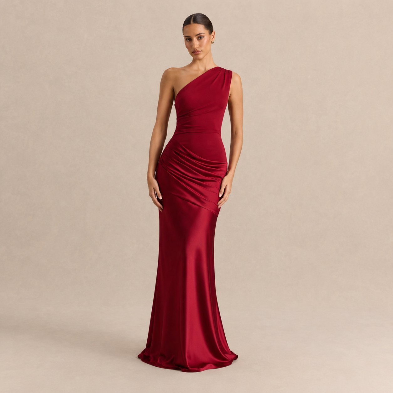 Ines | Women's One Shoulder Satin Maxi Dress