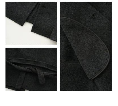 Nathalie | Belted High Collar Wool Coat