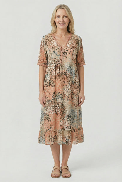 Eloise | Floral Tiered Hem Midi Dress