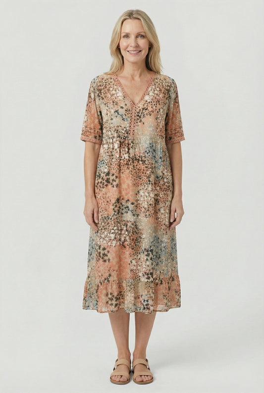 Eloise | Floral Tiered Hem Midi Dress
